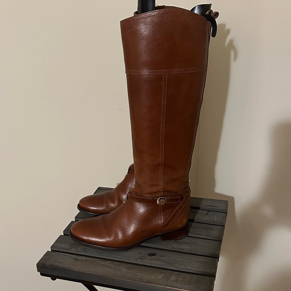 Tory Burch Tan Leather Over the Knee Boots